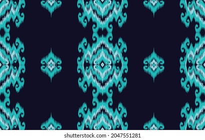 Patrón étnico de Ikat. Moqueta de tela azteca mandala adorno boho chevron decoración textil papel de pared. Tradición indígena tribal de pavo hindú África tradicional bordado ilustraciones de fondo.