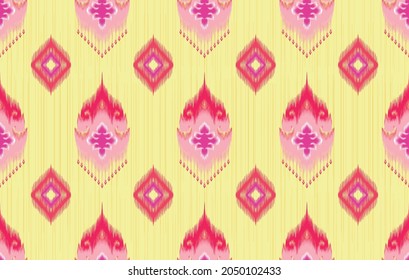 Ikat ethnic pattern. Aztec fabric carpet mandala ornament boho chevron textile decoration wallpaper Tribal turkey African Indian American traditional embroidery oriental vector illustration background