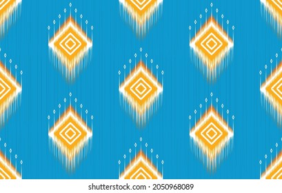 Ikat ethnic pattern. Aztec fabric carpet mandala ornament boho chevron textile decoration wallpaper Tribal turkey African Indian American traditional embroidery oriental vector illustration background