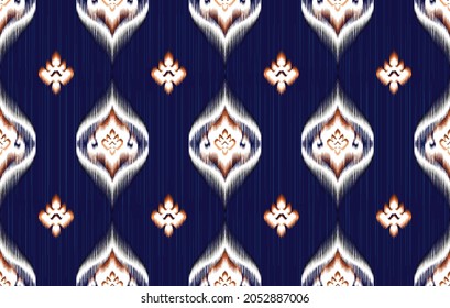 Ikat ethnic pattern. Aztec fabric carpet mandala ornament boho chevron textile decoration wallpaper Tribal turkey African Indian American traditional embroidery oriental vector illustration background