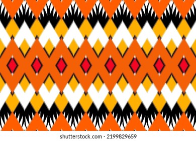 Ikat ethnic pattern background. Seamless pattern in tribal, folk embroidery vintage chevron art. Aztec geometric art ornament print. Design for carpet, wallpaper, clothing, wrapping, fabric, cover