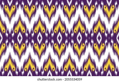 Ikat ethnic pattern design. Aztec fabric carpet mandala ornament boho chevron textile decoration wallpaper. Tribal turkey African Indian traditional embroidery oriental vector illustrations background