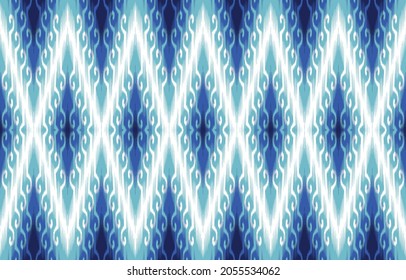 Ikat ethnic pattern design. Aztec fabric carpet mandala ornament boho chevron textile decoration wallpaper. Tribal turkey African Indian traditional embroidery oriental vector illustrations background