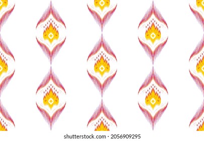 Diseño de patrones étnicos Ikat. Moqueta de tela azteca mandala adorno boho chevron decoración textil papel de pared. Antecedentes de los vectores orientales del bordado tradicional indígena tribal de pavo africano