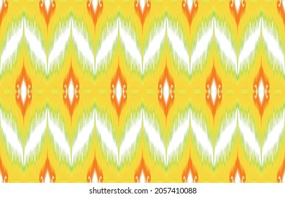 Ikat ethnic pattern design. Aztec fabric carpet mandala ornament boho chevron textile decoration wallpaper. Tribal turkey African Indian traditional embroidery oriental vector illustrations background