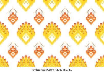 Ikat ethnic pattern design. Aztec fabric carpet mandala ornament boho chevron textile decoration wallpaper. Tribal turkey African Indian traditional embroidery oriental vector illustrations background