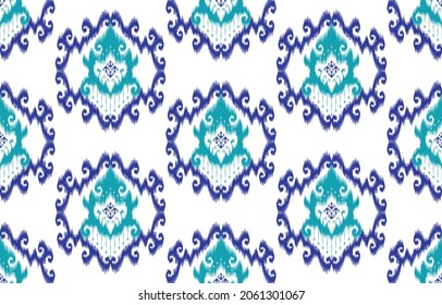 Diseño de patrones étnicos Ikat. Moqueta de tela azteca mandala adorno boho chevron decoración textil papel de pared. Antecedentes de los vectores orientales del bordado tradicional indígena tribal de pavo africano