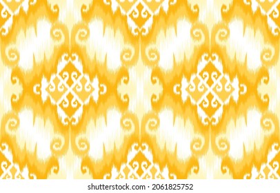 Ikat ethnic pattern design. Aztec fabric carpet mandala ornament boho chevron textile decoration wallpaper. Tribal turkey African Indian traditional embroidery oriental vector illustrations background