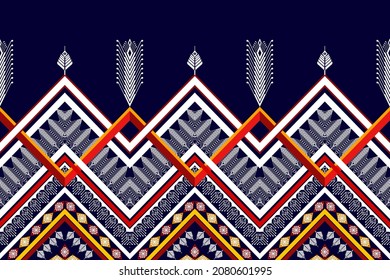 Ikat ethnic pattern design. Aztec fabric carpet mandala ornament boho chevron textile decoration wallpaper. Geometric tribal turkey African Indian traditional embroidery vector illustration background