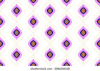 Ikat ethnic pattern design. Aztec fabric carpet mandala chevron textile decoration wallpaper. Tribal turkey African Indian traditional embroidery vector illustrations background 