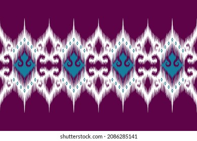 Ikat ethnic pattern design. Aztec fabric carpet mandala ornament chevron textile decoration wallpaper. Tribal turkey African Indian traditional embroidery orientalist vector illustrations background 
