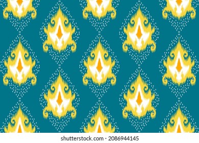 Ikat ethnisches Muster Design. Azteken Stoffteppich Mandala Ornament Chevron Textil Dekoration Tapete. Tribal Truthahn Afrikanische traditionelle Stickerei orientalische Vektorgrafiken Hintergrund 