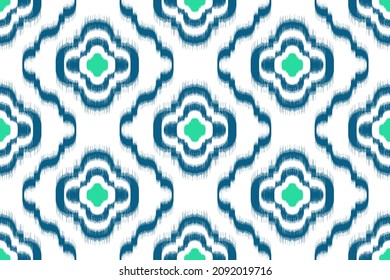 Ikat ethnic pattern design. Aztec fabric carpet mandala ornament native chevron textile decoration wallpaper. Tribal turkey African Indian traditional embroidery vector illustrations background.