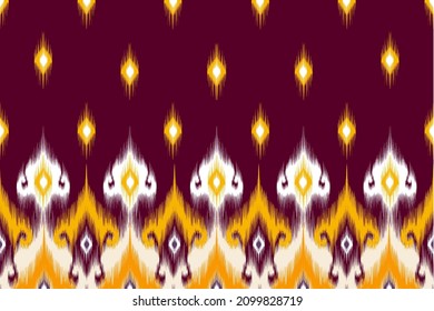 Ikat ethnisches Muster Design. Azteken Stoffteppich Mandala Ornament boho chevron Textil-Dekoration Tapete. Stammtisch-Truthahn Afrikanische Traditionelle Stickerei, Vektorgrafik-Hintergrund 