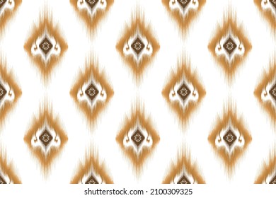Ikat ethnisches Muster Design. Azteken Stoffteppich Mandala Ornament boho chevron Textil-Dekoration Tapete. Stammtisch-Truthahn Afrikanische Traditionelle Stickerei, Vektorgrafik-Hintergrund 