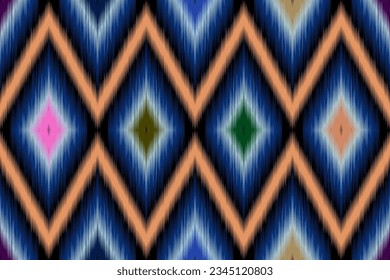 Ikat ethnic pattern design. Aztec fabric boho mandalas textile decorative. Tribal native Indian motifs traditional embroidery vector background 