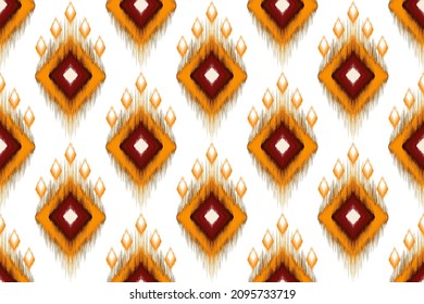 Diseño de patrones étnicos Ikat. Mandala sin fisuras abstracta chevron digital textil tradicional México fondo africano geometría de adorno de color Azteca vectorial ilustraciones de fondo folclore estilo americano.