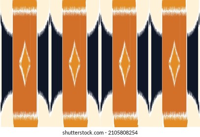 Diseño de Patrón Étnico Ikat. Patrón sin foco en tribal, bordado folclórico, estampado de ornamento de arte geométrico azteca. para alfombras, papel pintado, prendas de vestir, envolturas, tejidos, revestimientos, textiles