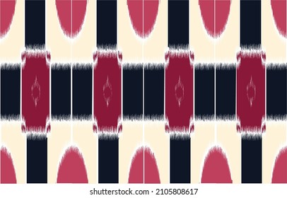 Ikat Ethnic Pattern Design. Seamless pattern in tribal, folk embroidery,  Aztec geometric art ornament print. for carpet, wallpaper, clothing, wrapping, fabric, cover, textile