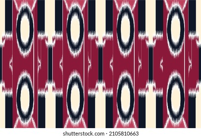 Diseño de Patrón Étnico Ikat. Patrón sin foco en tribal, bordado folclórico, estampado de ornamento de arte geométrico azteca. para alfombras, papel pintado, prendas de vestir, envolturas, tejidos, revestimientos, textiles