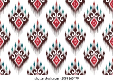 Ikat ethnic pattern seamless design.  Aztec fabric native tribal boho aztec african american chevron textile decoration wallpaper.  Turkey indian traditional embroidery vector illustrations background