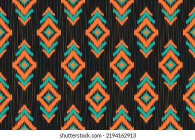 Patrón étnico Ikat tradicional. Patrón sin foco en las tribus. Diseño para fondo, papel pintado, ilustración vectorial, textil, tela, ropa, batik, alfombra, bordado.