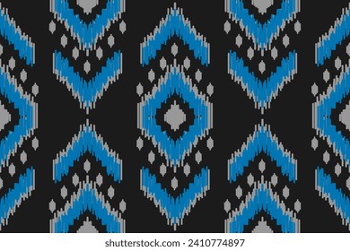 Patrón étnico Ikat tradicional. Patrón sin foco en las tribus. Diseño para fondo, papel pintado, ilustración vectorial, textil, tela, ropa, batik, alfombra, bordado.