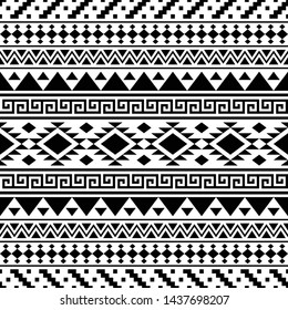 Ikat ethnic pattern vector in black and white color. Tribal Pattern. Aztec design boho rug, fabric, blanket and backdrop.