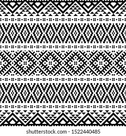 Ikat ethnic pattern vector black white color. Tribal Pattern. Aztec design, boho rug, fabric, blanket and backdrop.