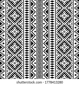 Ikat ethnic pattern vector in black and white color