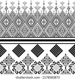 Ikat ethnic pattern vector black white color. Tribal Pattern. Aztec design boho rug, fabric, blanket