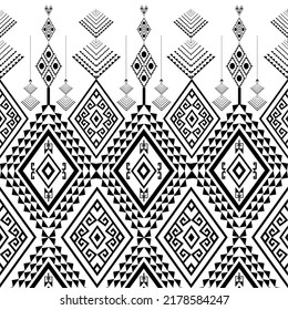 Ikat ethnic pattern vector black white color. Tribal Pattern. Aztec design boho rug, fabric, blanket