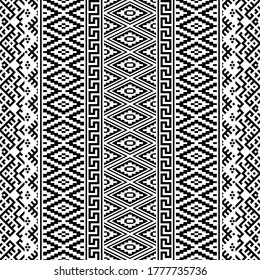 Ikat ethnic pattern vector texture background design in black and white color