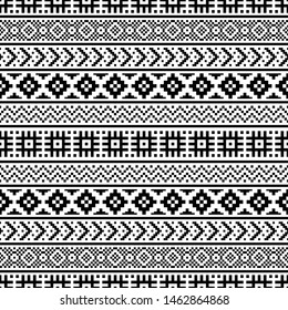 Ikat Ethnic Seamless Aztec Pattern Illustration Design black white color, Ikat, geometric pattern, native Indian, Navajo, Inca