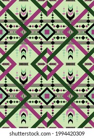 Patrón inestable de la etnia ikat. Fondo abstracto para el diseño textil, papel pintado, texturas superficiales, boho chic, alfombra, ropa, envoltura,Batik,tela,sarong,Estilo de bordado de ilustración vectorial. EPS 10.