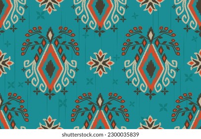 Ikat ethnic seamless pattern. Abstract  vector native and ikat geometric pattern design for textile, wallpaper, carpet, clothing,decorative and illustration  