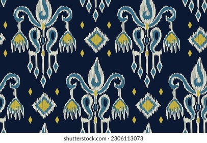 Ikat ethnic seamless pattern. Abstract vector native and ikat geometric pattern design for textile, wallpaper, carpet, clothing,decorative and illustration