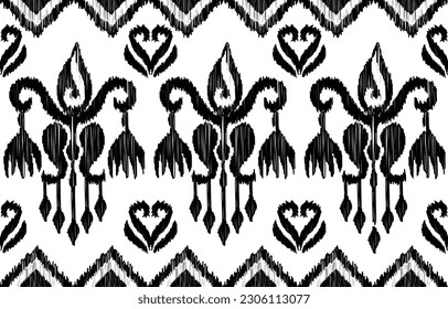 Ikat ethnic seamless pattern. Abstract vector native and ikat geometric pattern design for textile, wallpaper, carpet, clothing,decorative and illustration