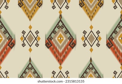 Ikat ethnic seamless pattern. Abstract vector native and ikat geometric pattern design for textile, wallpaper, carpet, clothing,decorative and illustration