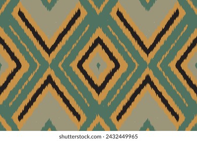 Ikat Ethnic Seamless Muster. Abstrakter Oger Texturierter Hintergrund für Textil, Tapete, Teppich, Kleidung. Traditionelle böhmische Vektorgrafik. Design für Textur, Stoff, Kleidung, Verpackung, Dekor