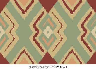 Ikat Ethnic Seamless Pattern. Abstract Ogee Textured Background for Textile, Wallpaper, Carpet, Clothing. Traditional Bohemian Vector Illustration. Design for Texture,fabric,clothing,wrapping,decor