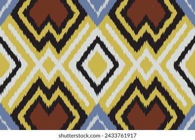 Ikat Ethnic Seamless Muster. Abstrakter Oger Texturierter Hintergrund für Textil, Tapete, Teppich, Kleidung. Traditionelle böhmische Vektorgrafik. Design für Textur, Stoff, Kleidung, Verpackung, Dekor