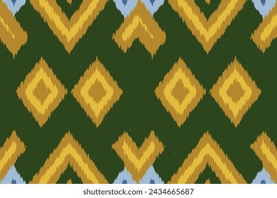 Ikat Ethnic Seamless Pattern. Abstract Ogee Textured Background for Textile, Wallpaper, Carpet, Clothing. Traditional Bohemian Vector Illustration. Design for Texture,fabric,clothing,wrapping,decor