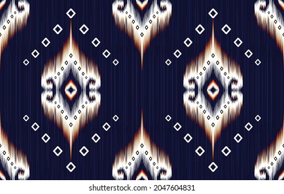 Ikat ethnic seamless pattern. Aztec fabric carpet mandala ornament boho chevron textile decoration wallpaper. Tribal turkey African Indian traditional embroidery vector illustrations background.