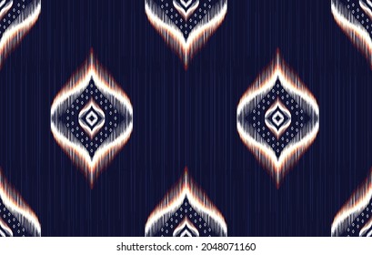 Ikat ethnic seamless pattern. Aztec fabric carpet mandala ornament boho chevron textile decoration wallpaper. Tribal turkey African Indian traditional embroidery vector illustrations background.