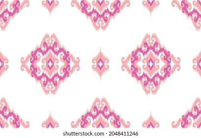 Ikat ethnic seamless pattern. Aztec fabric carpet mandala ornament boho chevron textile decoration wallpaper. Tribal turkey African Indian traditional embroidery vector illustrations background.