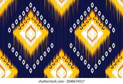 Ikat ethnic seamless pattern. Aztec fabric carpet mandala ornament boho chevron textile decoration wallpaper. Tribal turkey African Indian traditional embroidery vector illustrations background.
