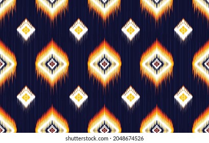 Ikat ethnic seamless pattern. Aztec fabric carpet mandala ornament boho chevron textile decoration wallpaper. Tribal turkey African Indian traditional embroidery vector illustrations background.