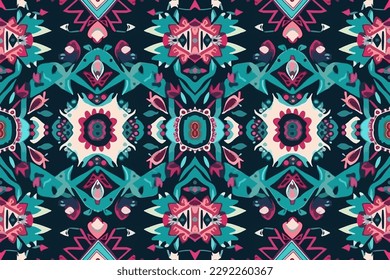 Ikat ethnic seamless pattern. Aztec fabric boho mandalas style. Abstract traditional folk ornate elegant luxury vintage retro modern minimal for texture textile fabric backdrop background wallpaper.