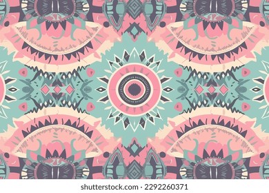 Ikat ethnic seamless pattern. Aztec fabric boho mandalas style. Abstract traditional folk ornate elegant luxury vintage retro modern minimal for texture textile fabric backdrop background wallpaper.
